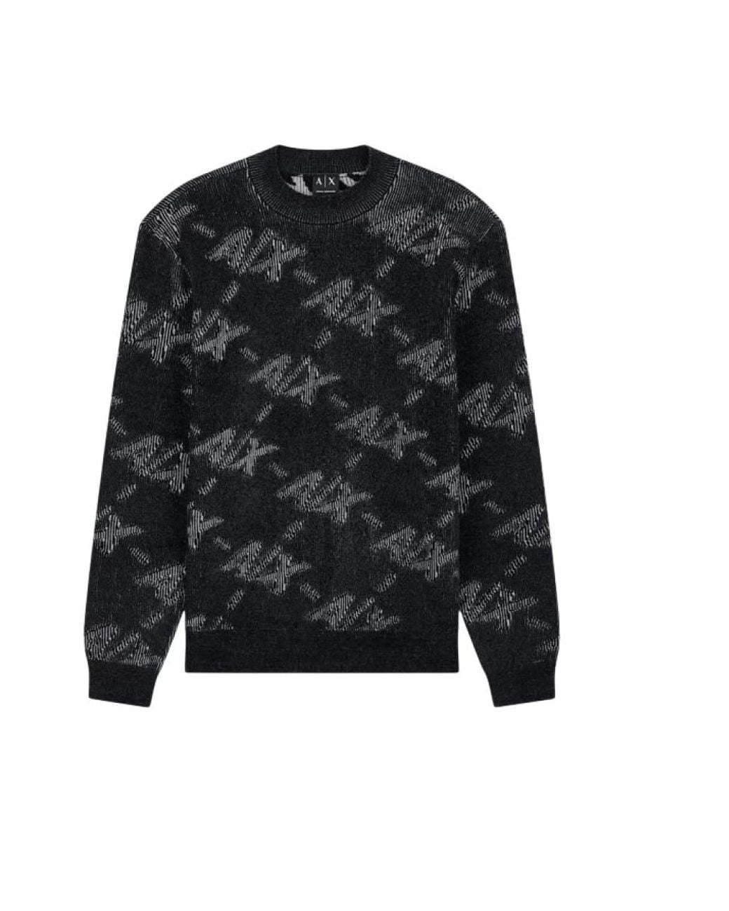 ARMANI EXCHANGE Black Round-Neck Knitwear for men