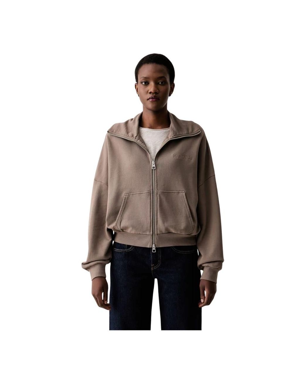 Marc O' Polo Zip-Through Sweatshirt in het Brown