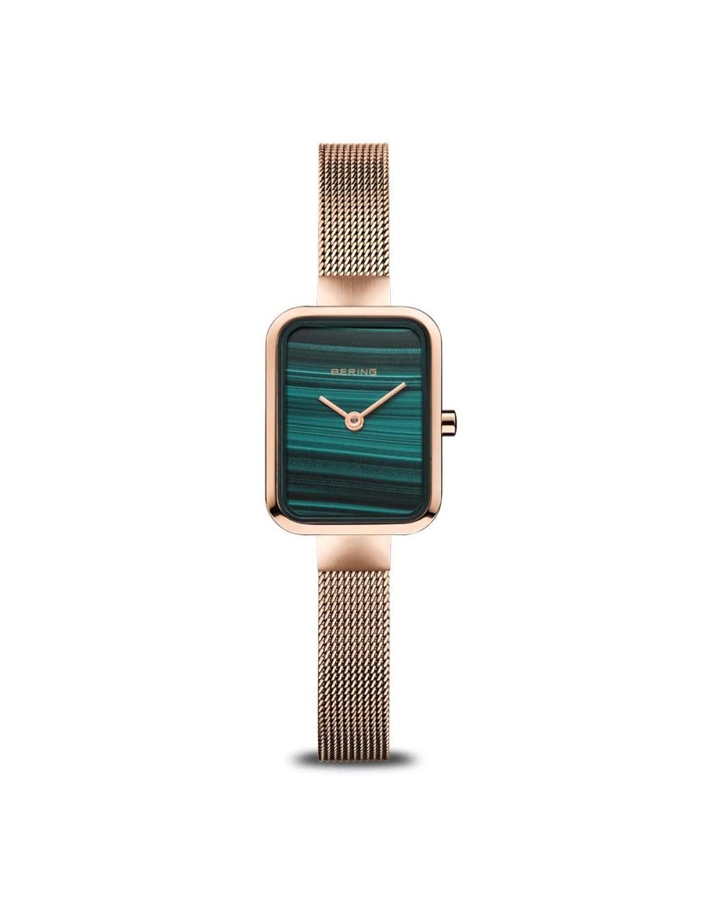 Bering Accessoires ,Geel ,Petite Vierkante Horloge in het Green