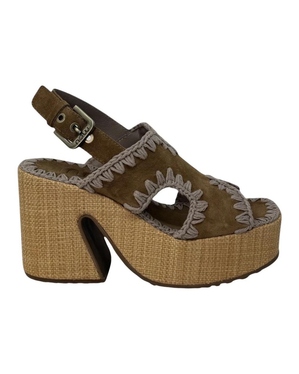 Mou Brown Raffia Platform