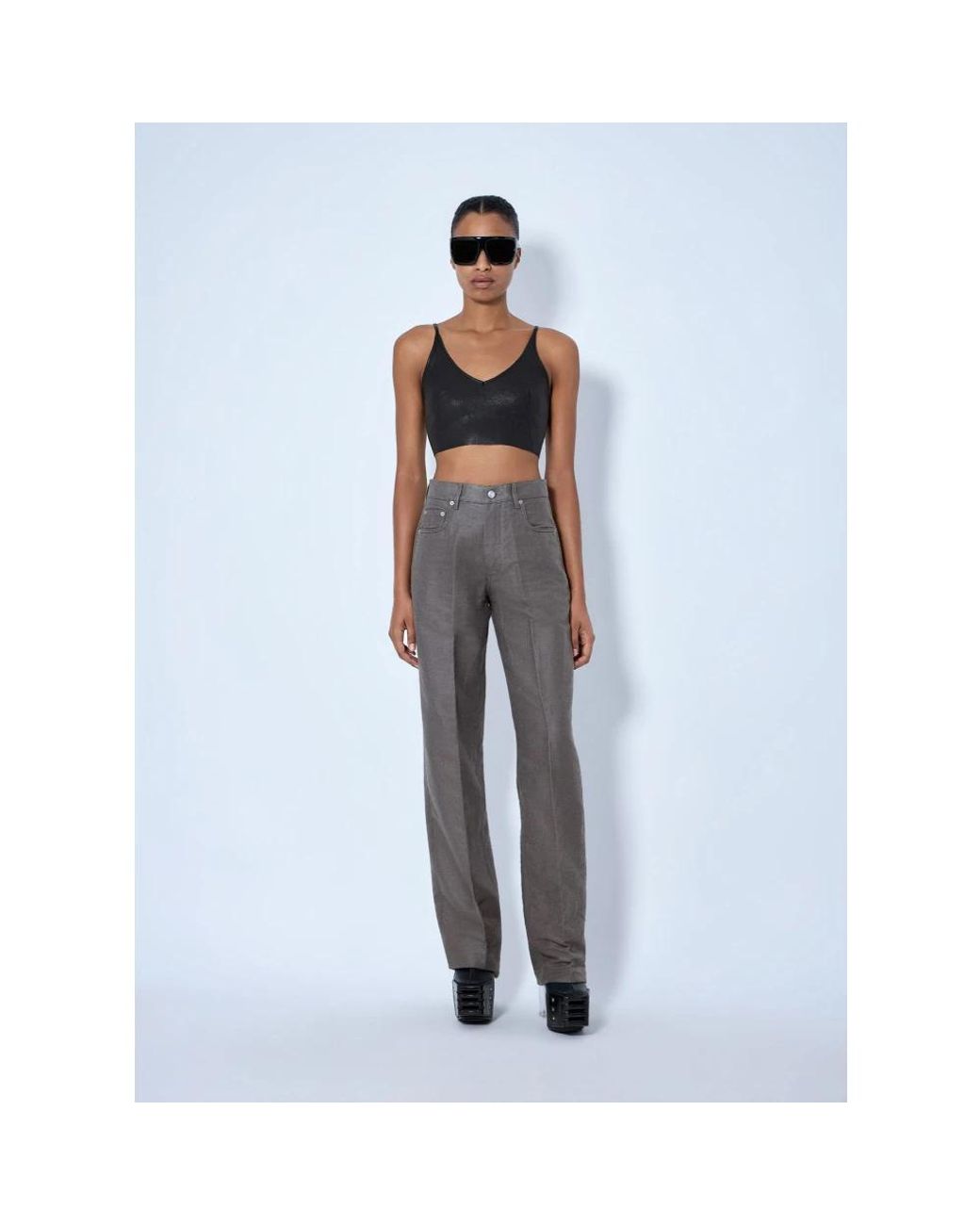 Rick Owens Gray Straight Trousers