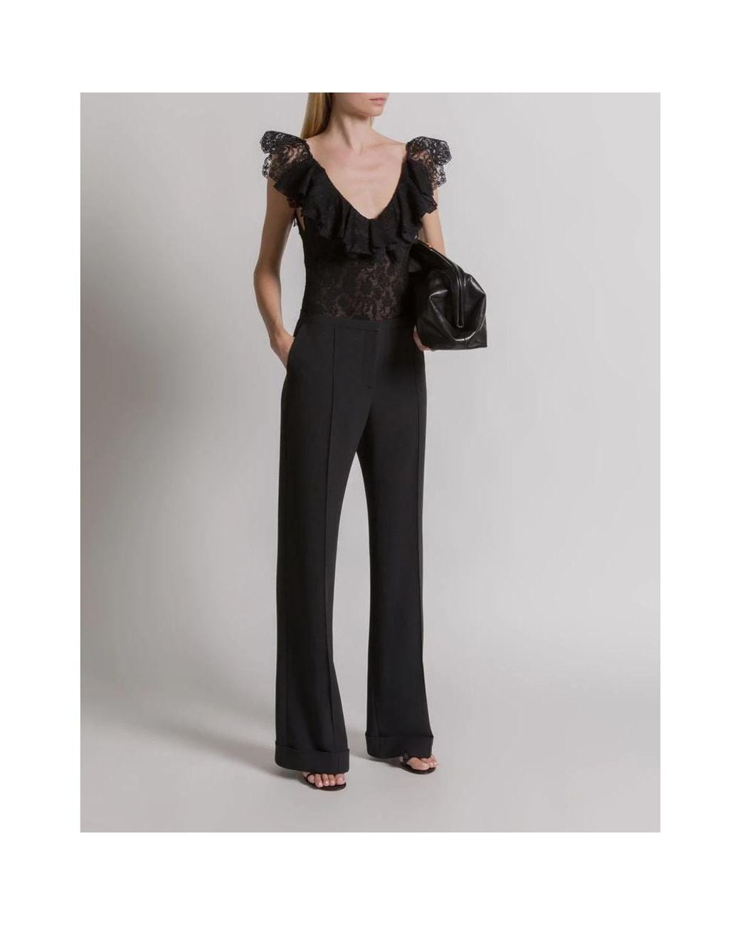 Alberta Ferretti Black Wide Trousers