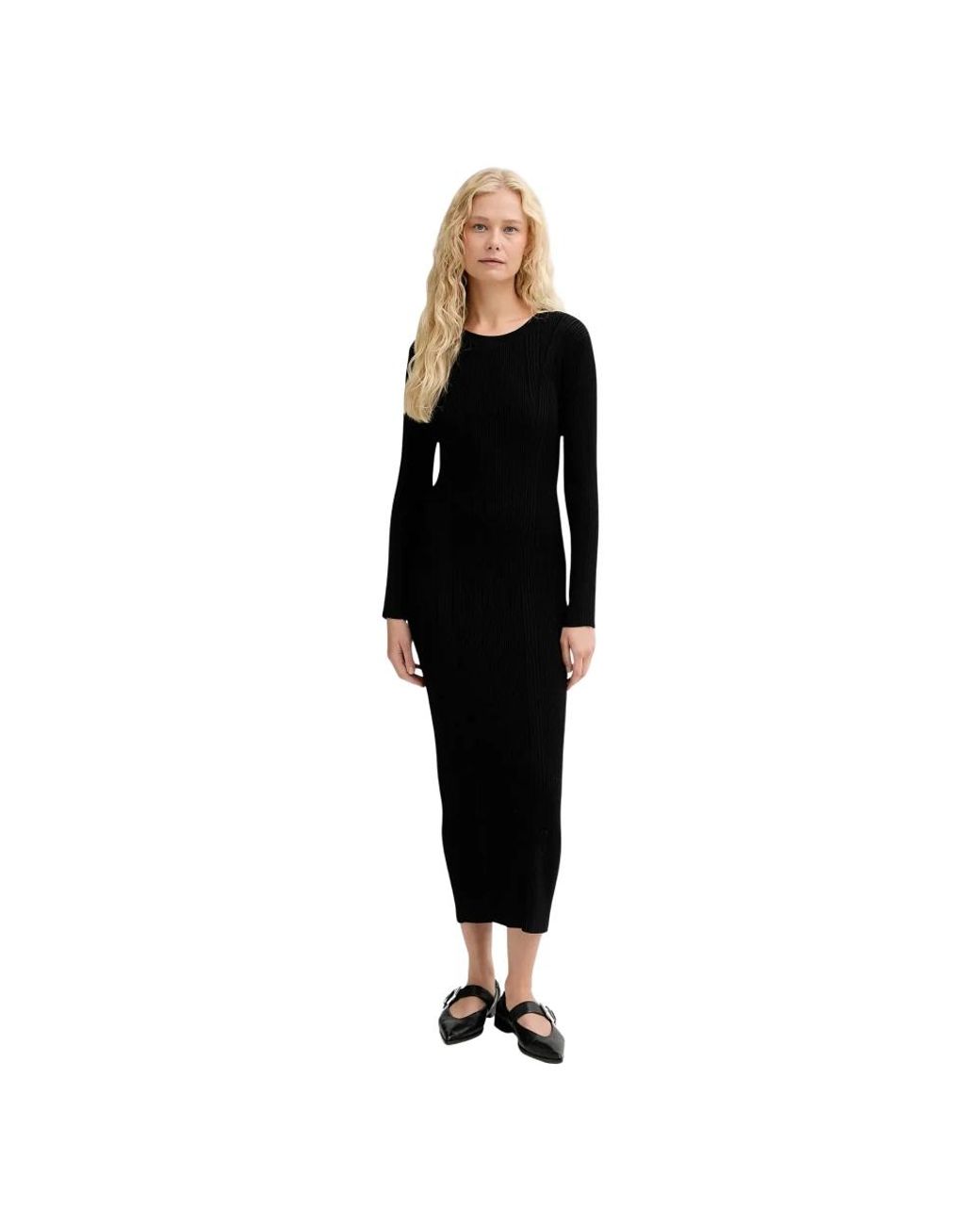 Sessun Ribbed Maxi Jurk in het Black