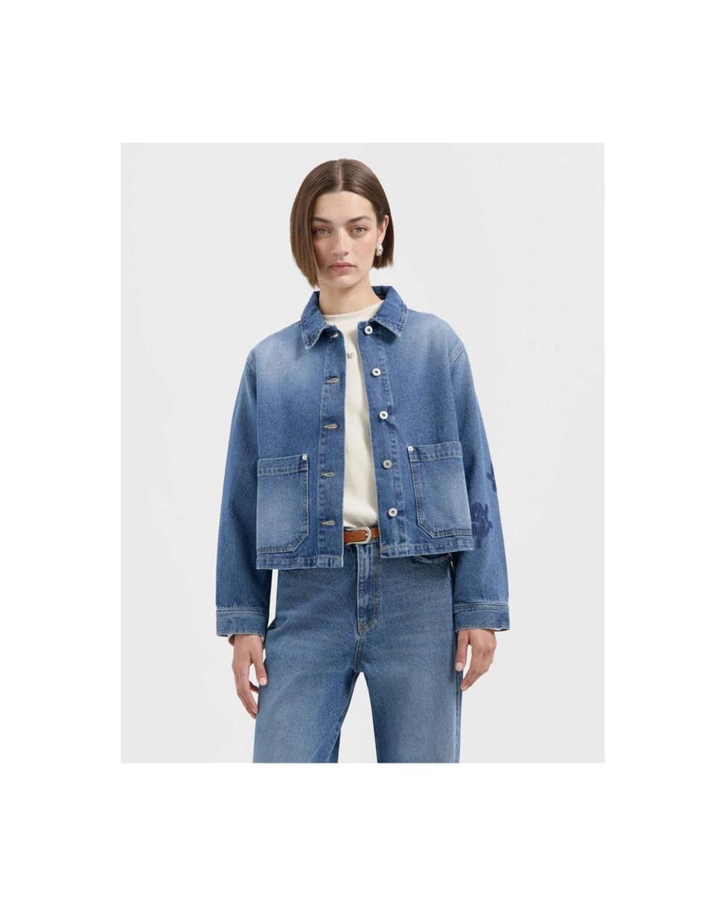 Olaf Hussein Monogram Denim Jacket in het Blue