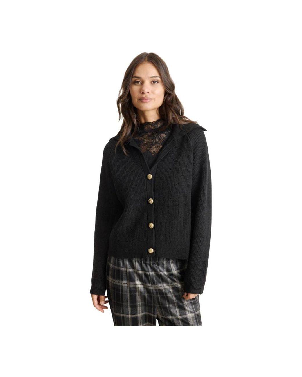 iN FRONT Truien & Vesten ,Zwart ,Brenda Knit Cardigan in het Black