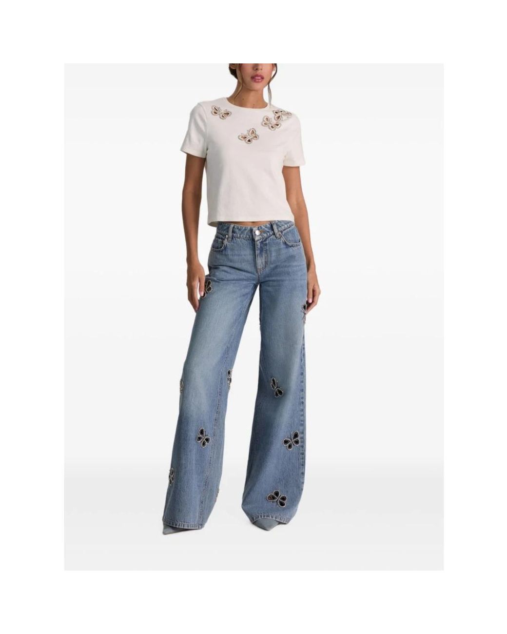 Alice + Olivia Blue Wide Jeans