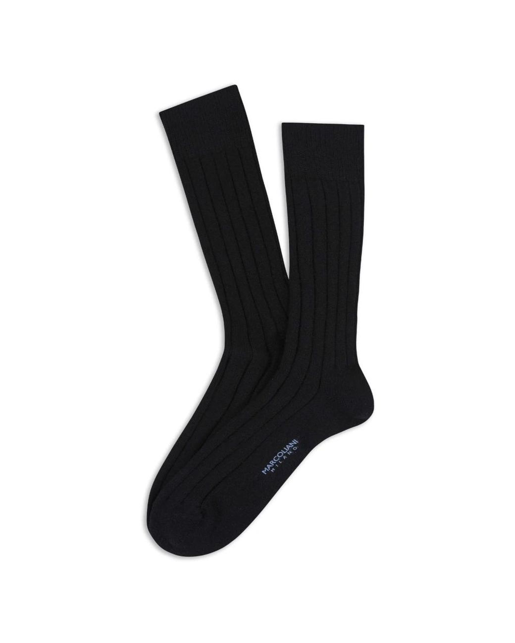 Marcoliani Ondergoed ,Zwart ,Nylon Geribbelde Cashmere Halfhoge Sokken in het Black voor heren
