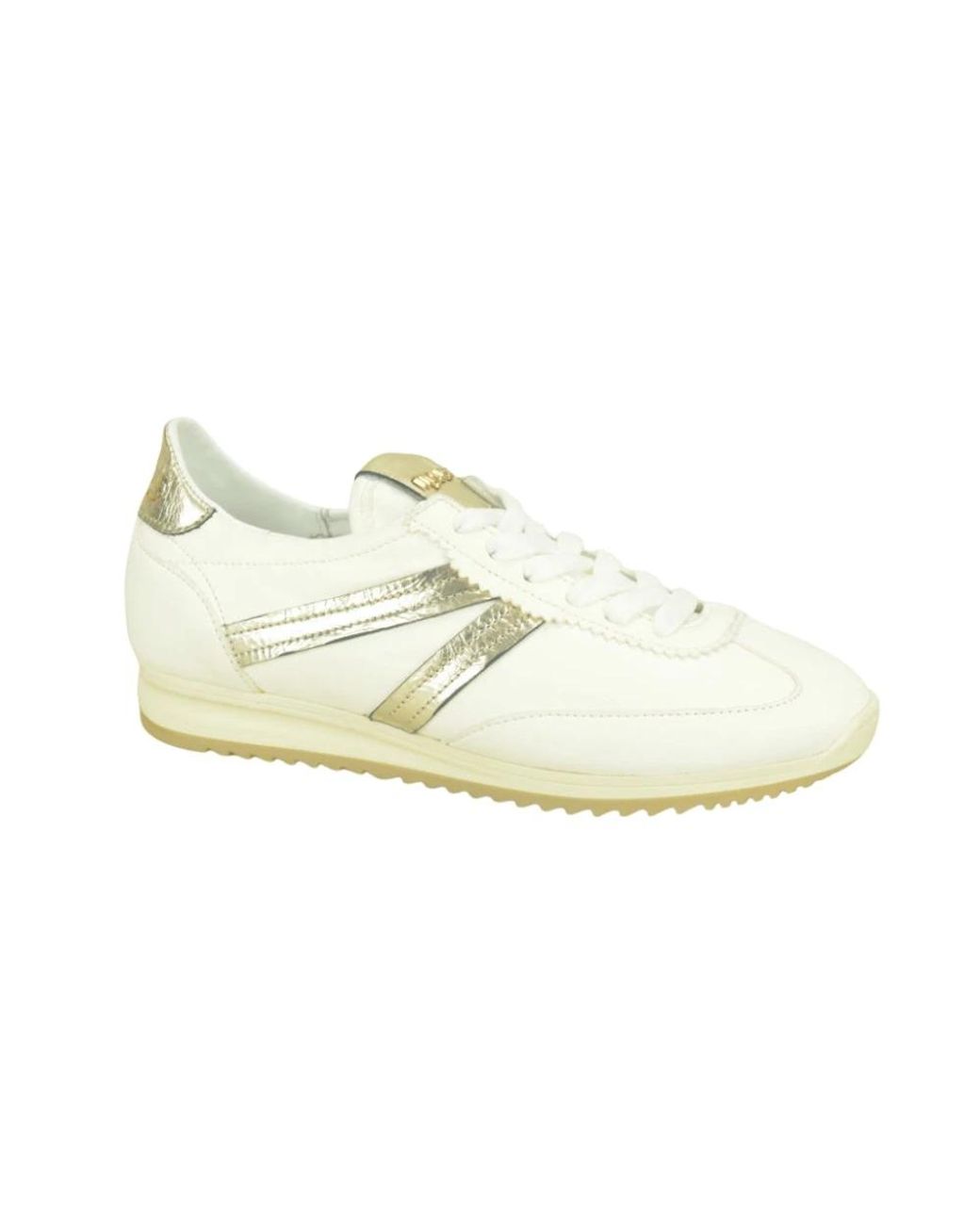 Mjus Schoenen ,Wit ,Elegante Goud En Wit Runner in het White