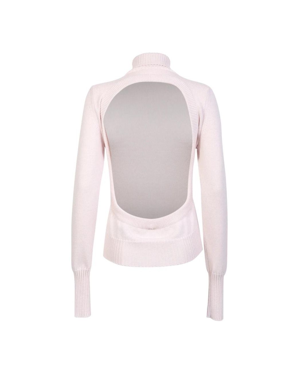 MM6 by Maison Margiela Pink Cremefarbener Wollrollkragenpullover