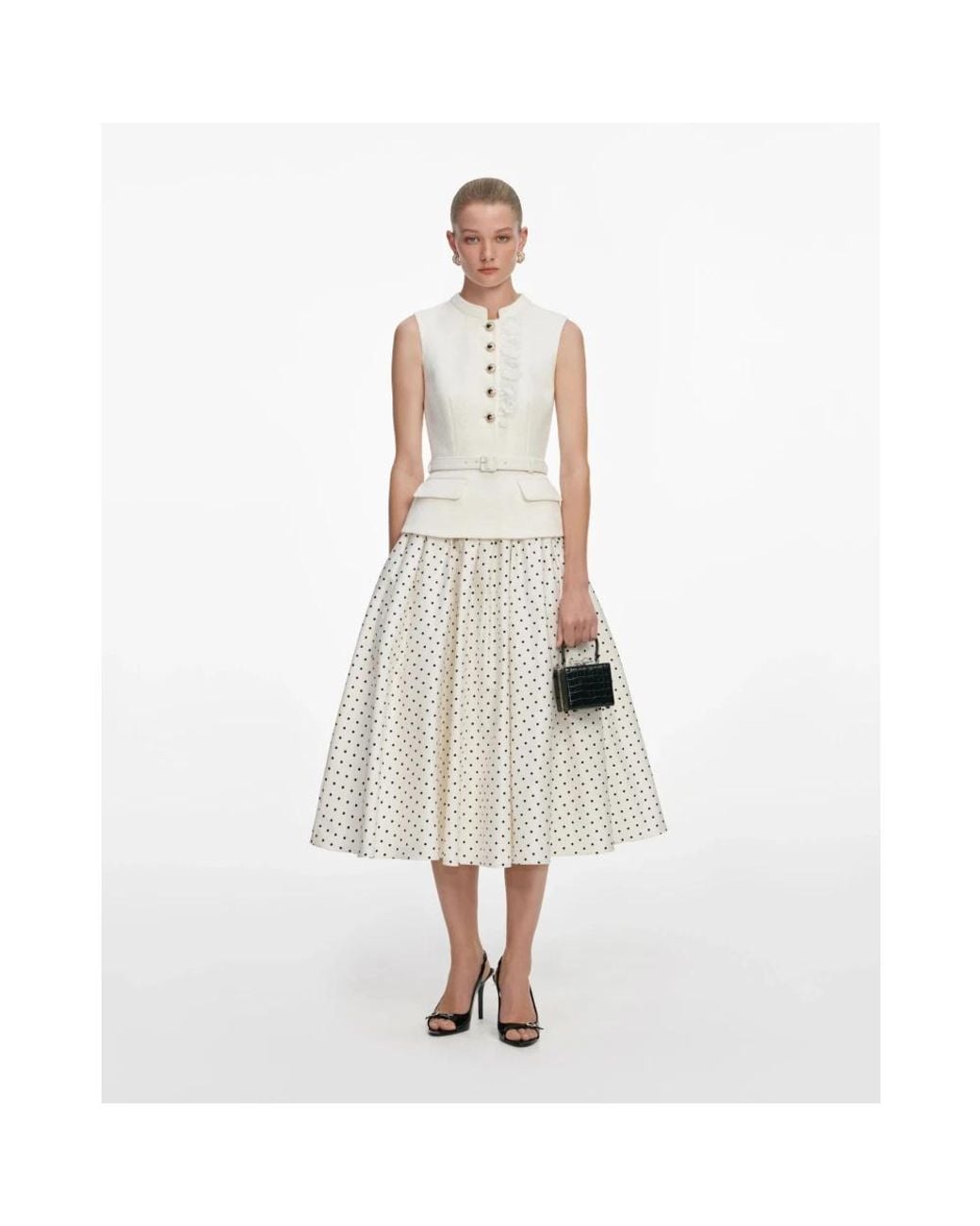 Self-Portrait White Midi Dresses