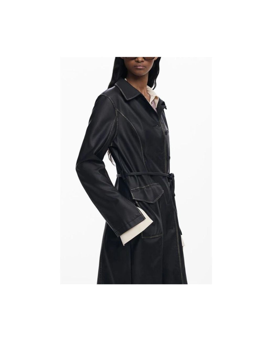 Desigual Black Polyethylene Coat