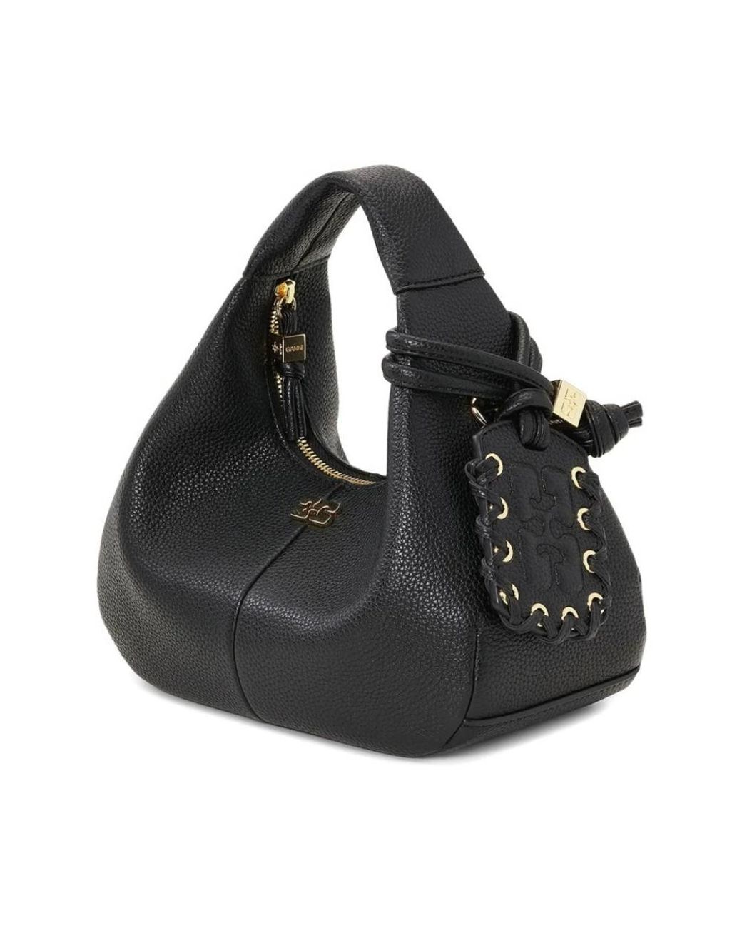 Ganni Black Hobo Mini Grained