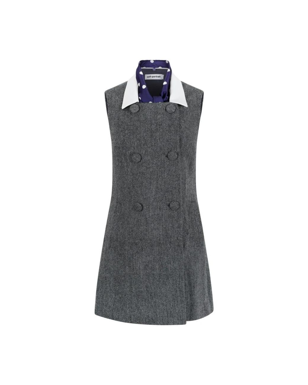 Self-Portrait Gray Short Dresses