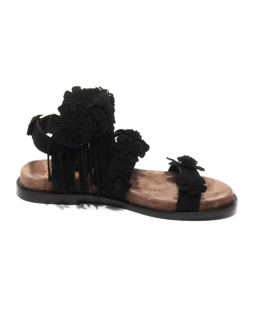 Ash Black Flat Sandals