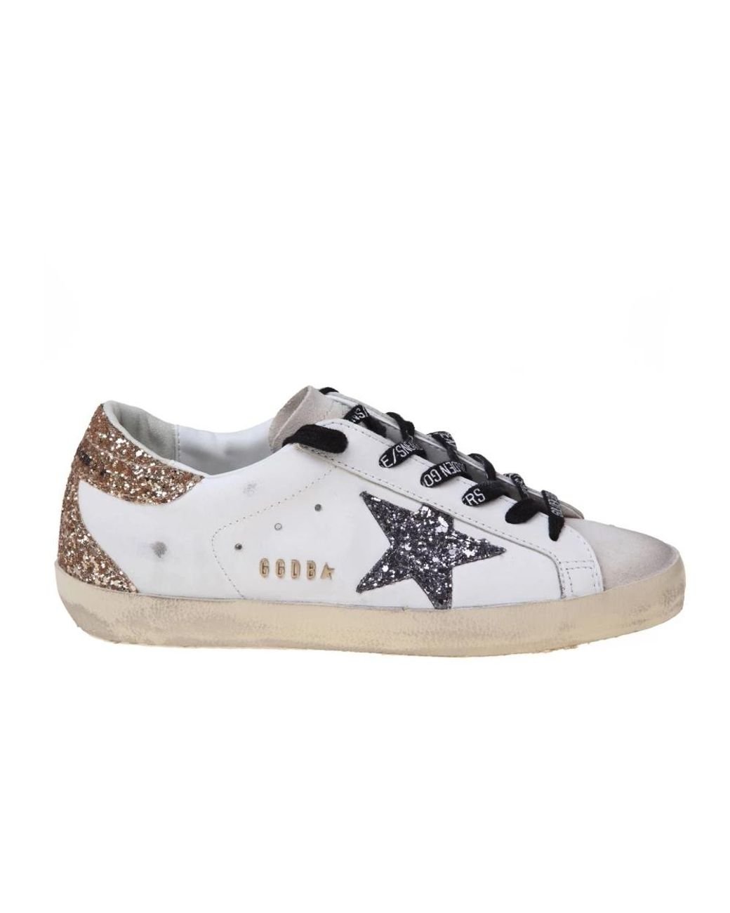 Zapatillas de cuero con estrella de purpurina Golden Goose de