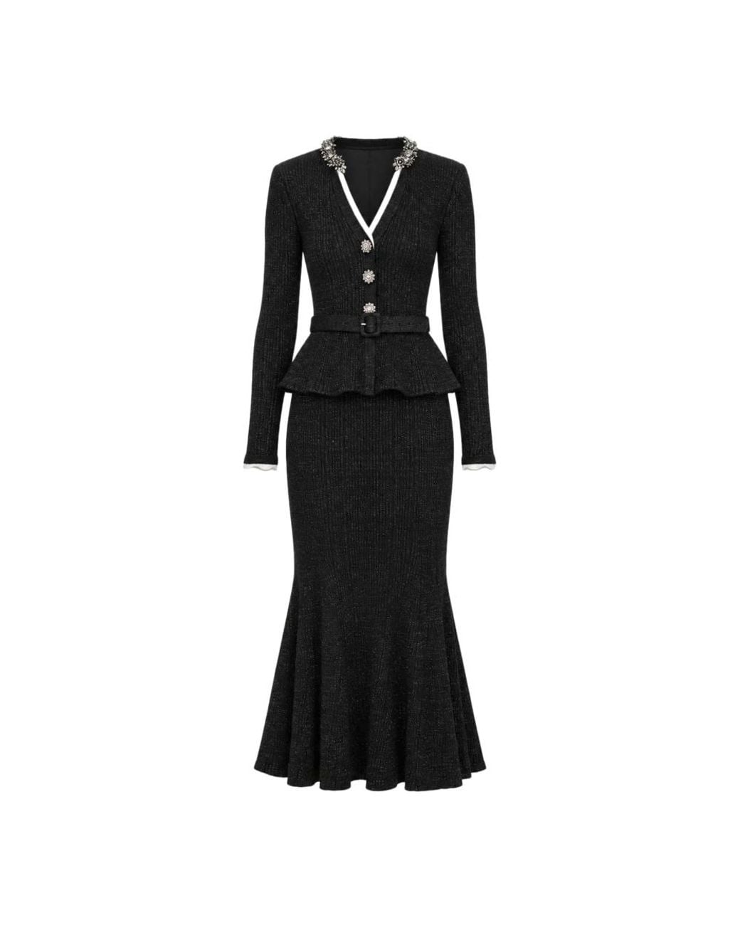 Midi Dresses Self-Portrait de color Black