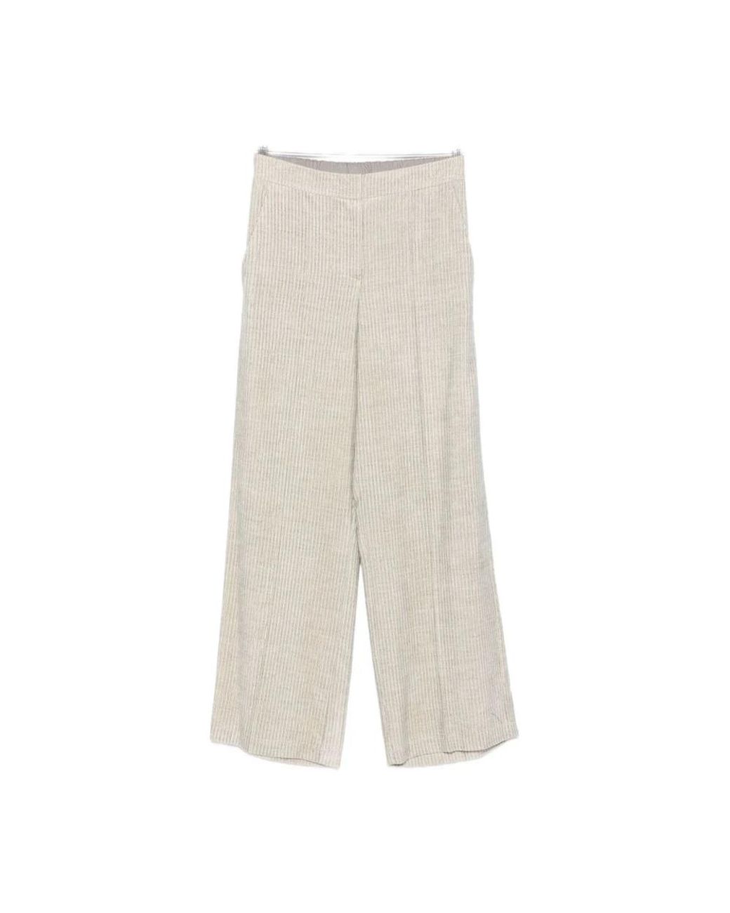 Alysi Broeken ,Grijs ,Nylon Lichtgrijze Zijde & Nylon Broek in het Natural