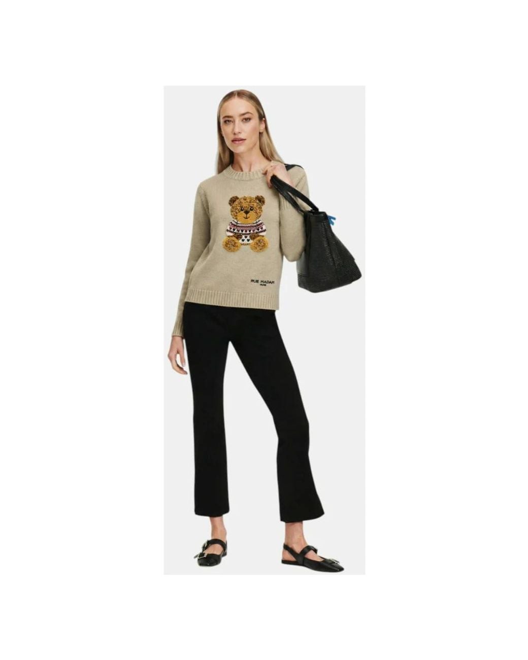 Rue Madam White Round-Neck Knitwear
