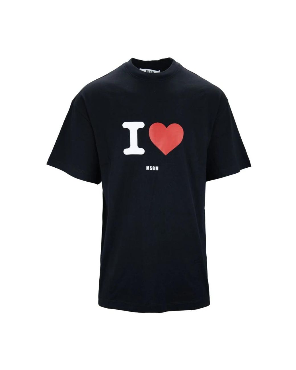 MSGM Tops ,Zwart ,Katoen T-Shirt Van Katoen Met Grafische Print in het Black voor heren