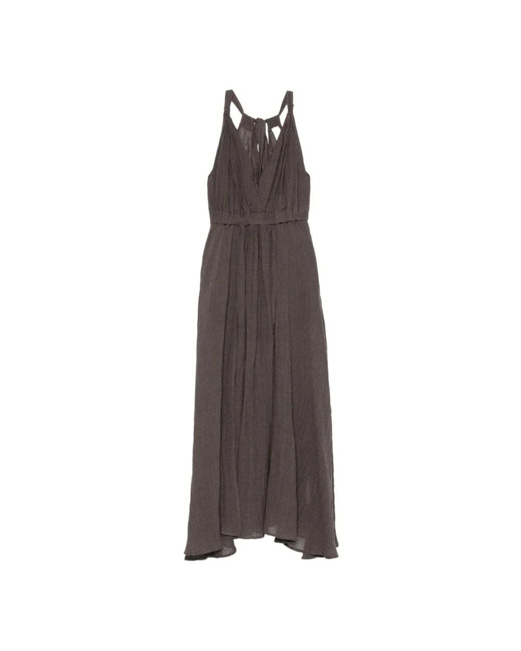 120% Lino Brown Midi Dresses