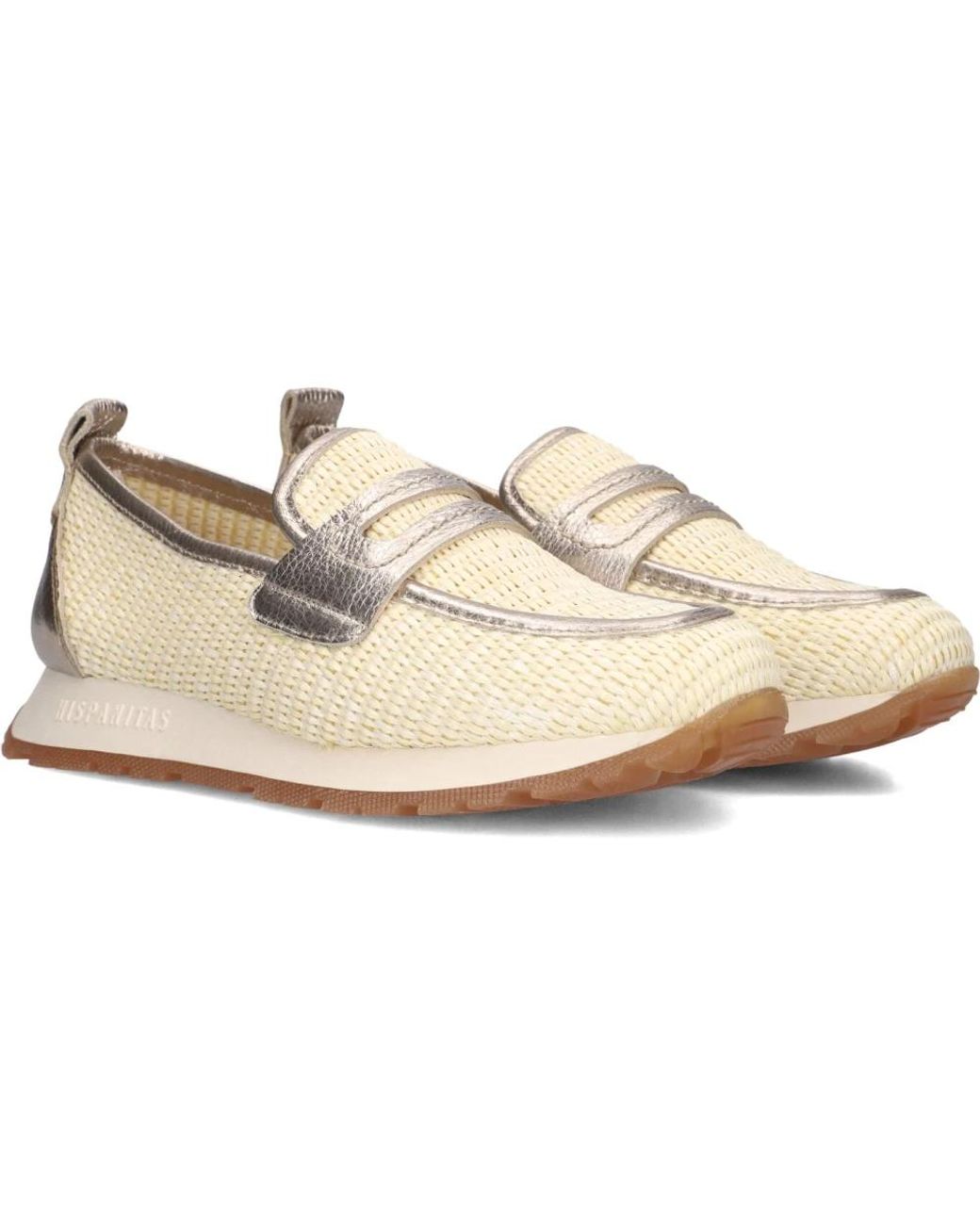 Hispanitas White Raffia Slip-Ons