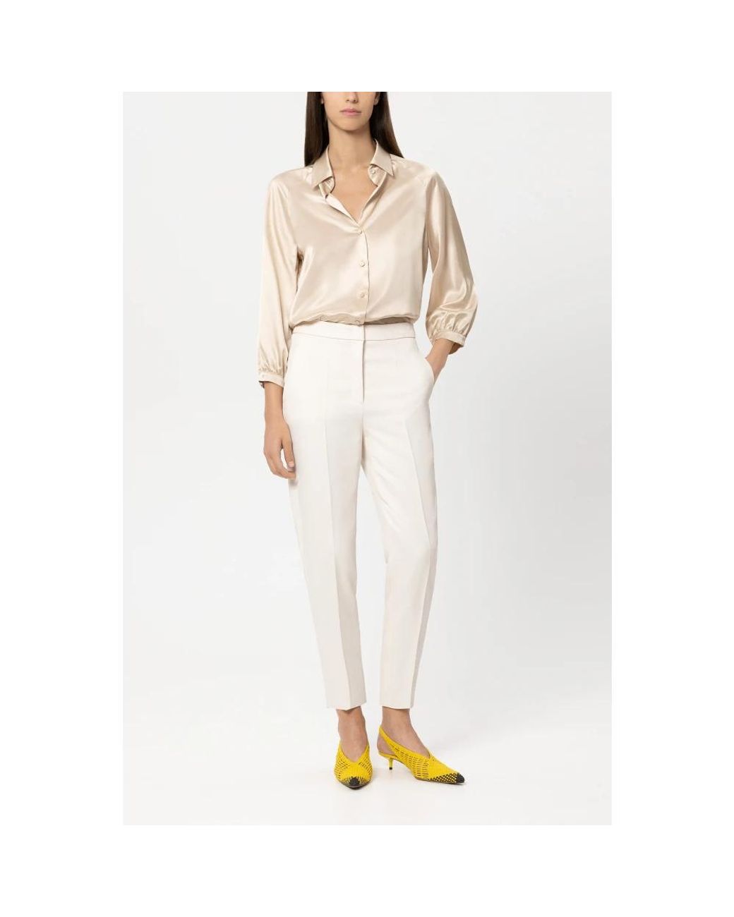 Luisa Cerano White Tapered Trousers