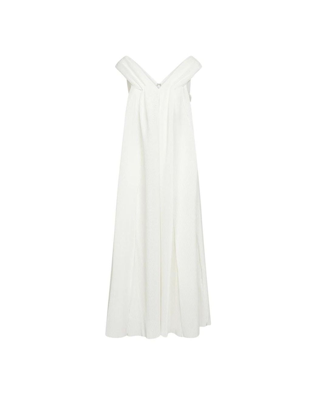 Co. Kleedjes ,Wit ,Polyester Plissé Fabric Long Dress in het White
