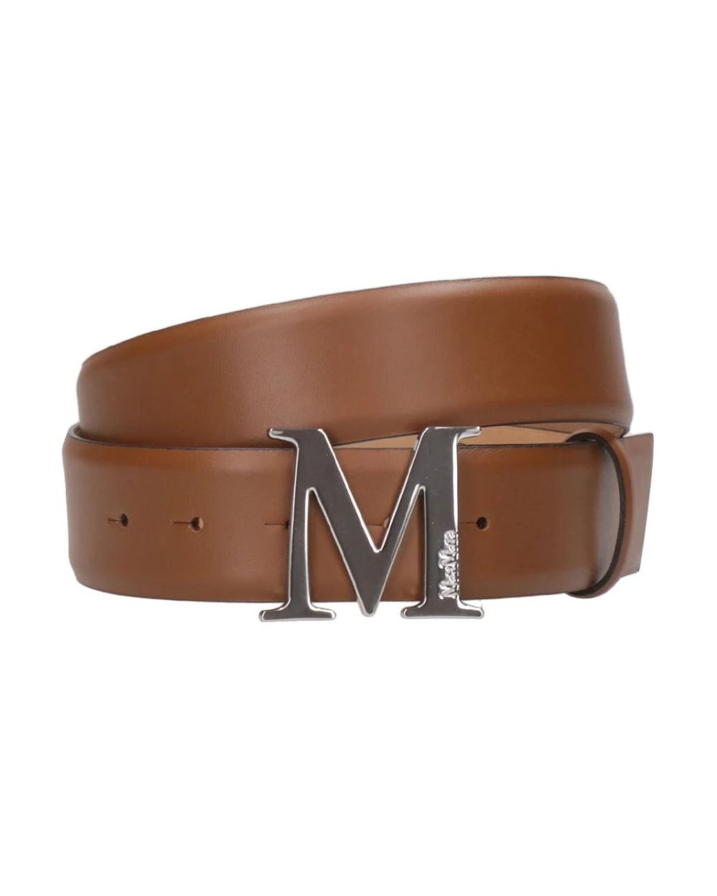 Max Mara Accessoires ,Bruin ,Bruin Leren Riem Met Metalen Gesp in het Brown