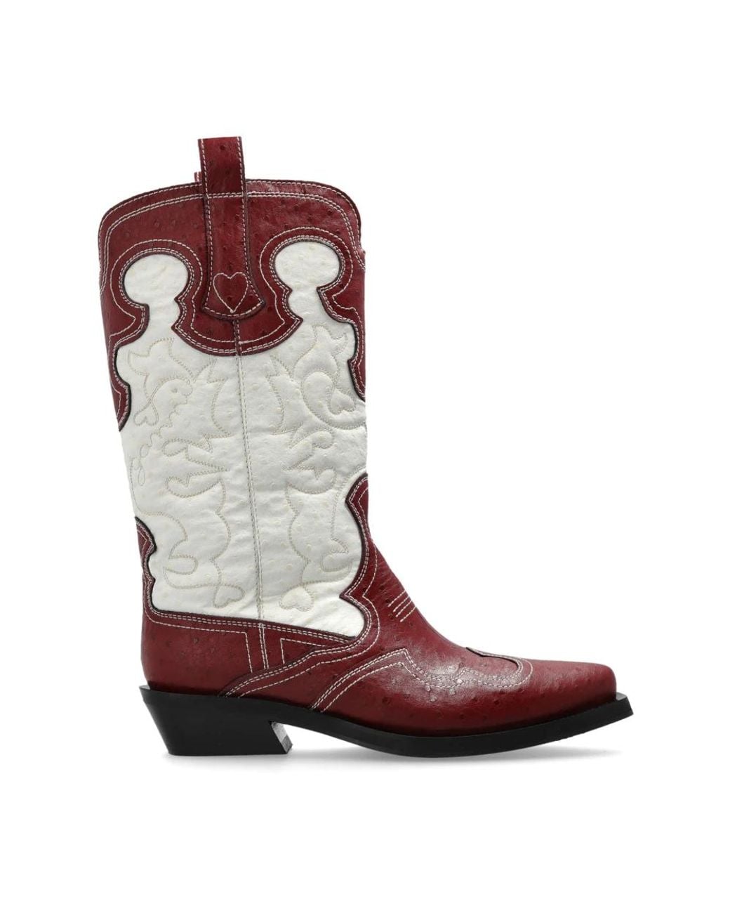 Ganni Red Cowboy & Biker Boots