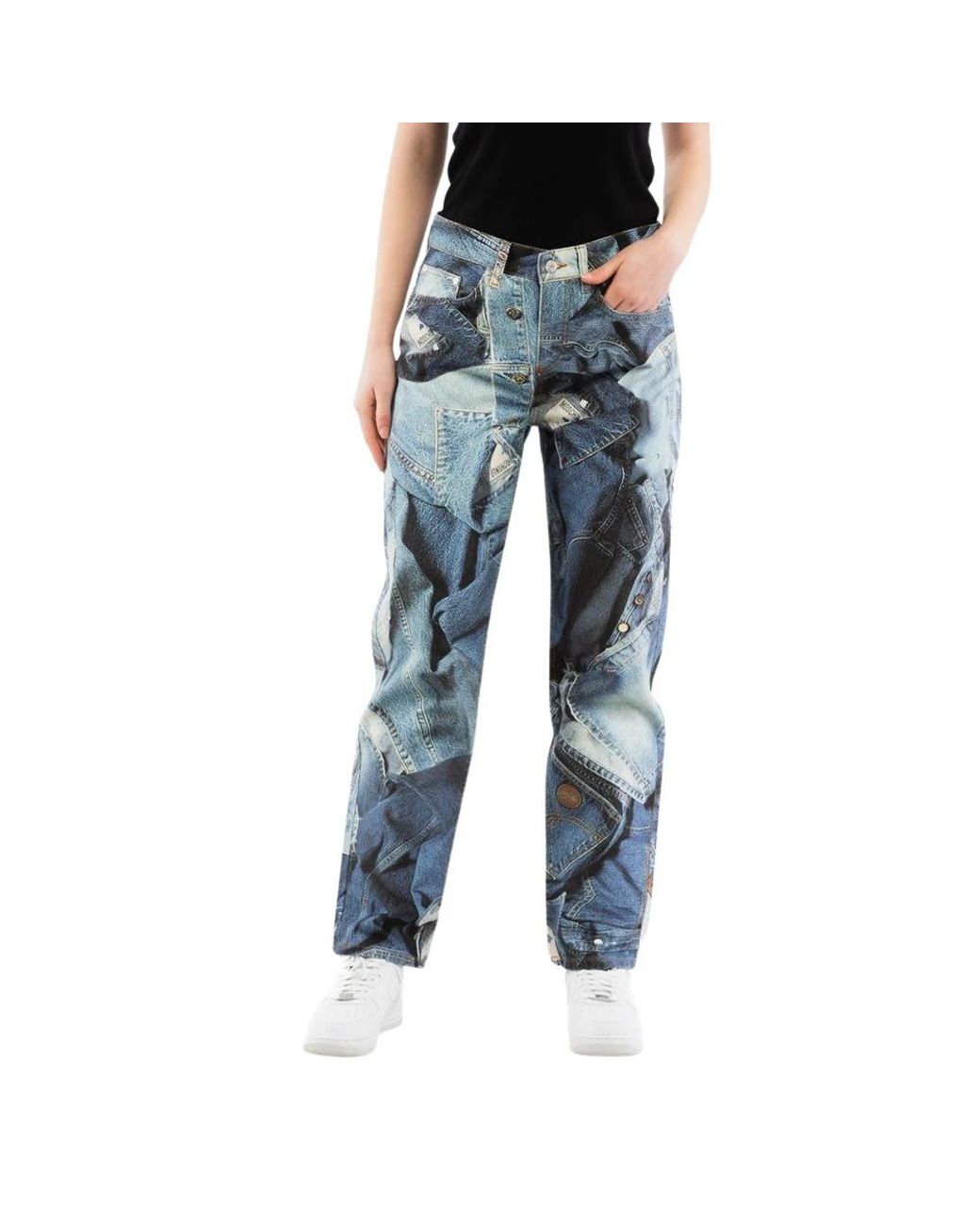 Moschino Blue Multicolor Cotton Jeans Denim