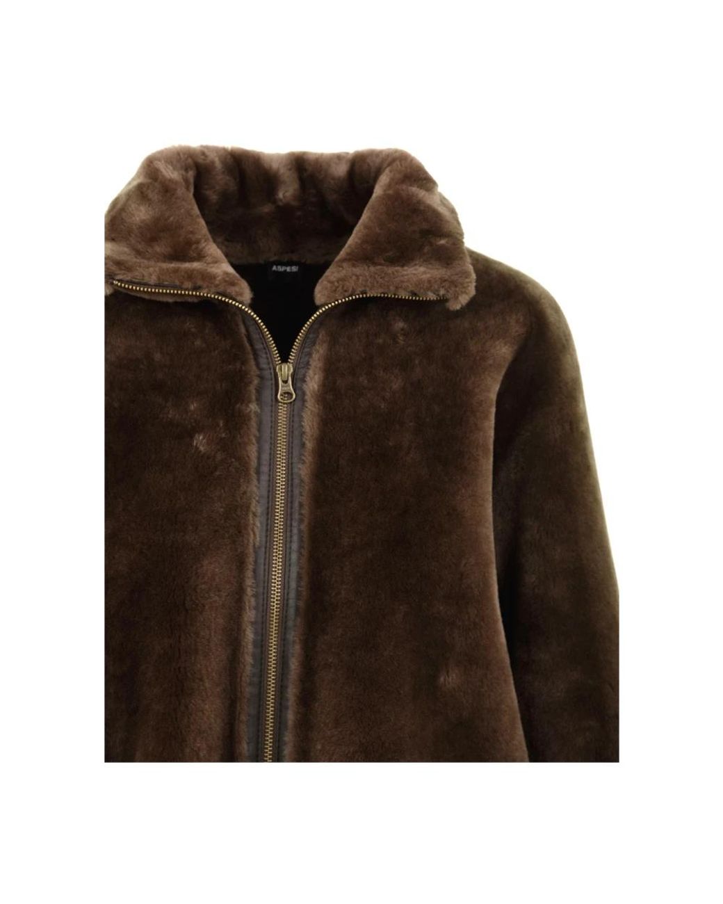 Aspesi Brown Faux Fur & Shearling Jackets