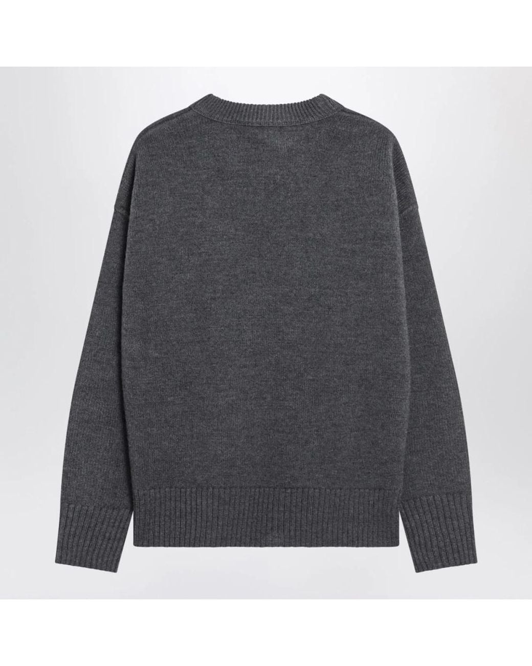 AMI Gray Round-Neck Knitwear