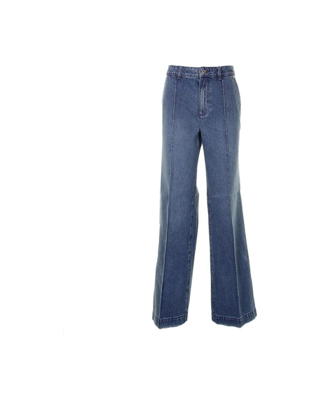 Michael Kors Jeans ,Blauw ,Denim Pintucked Denim Wide-Leg Jeans in het Blue