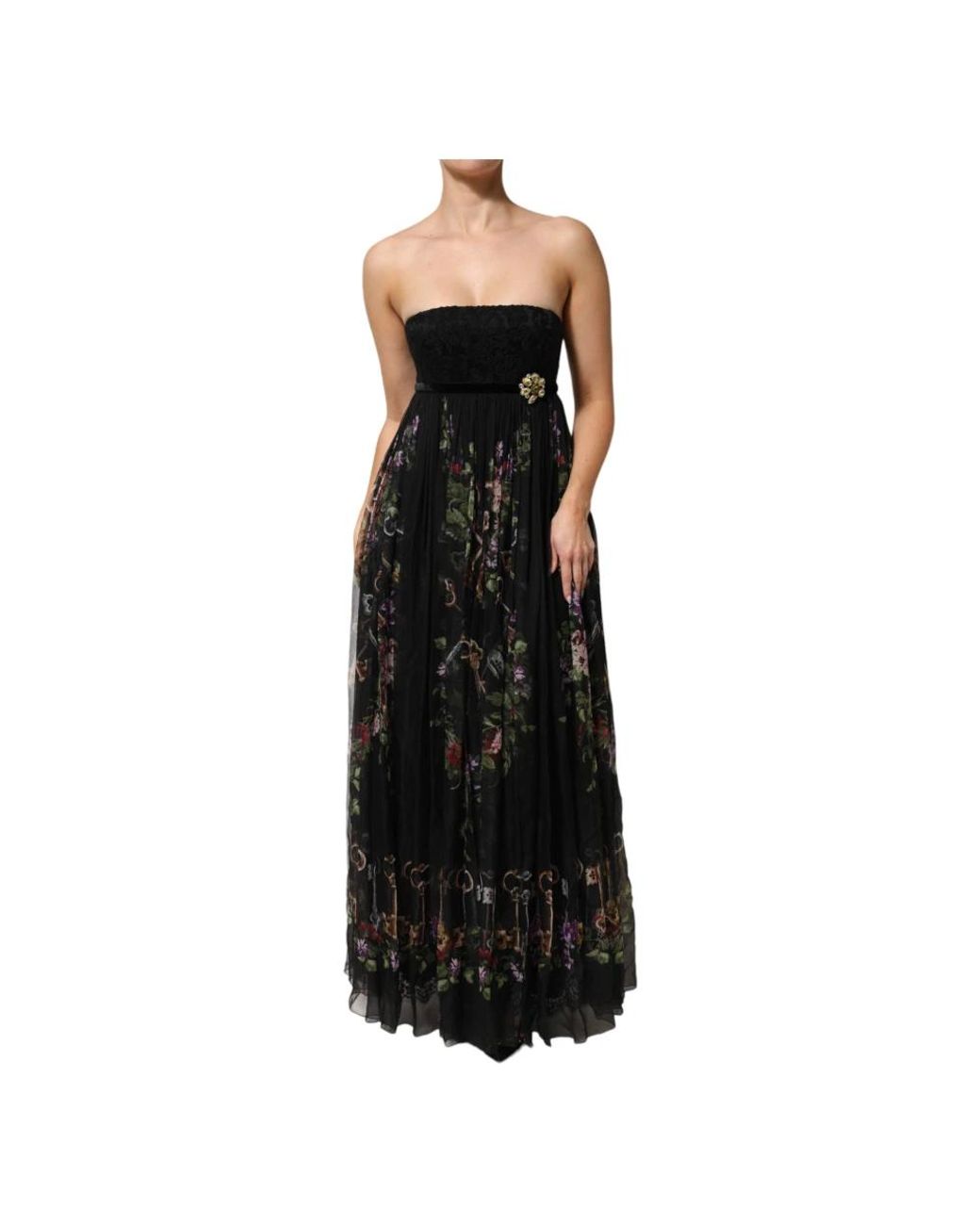 Dolce & Gabbana Strapless Maxi Dress in het Black