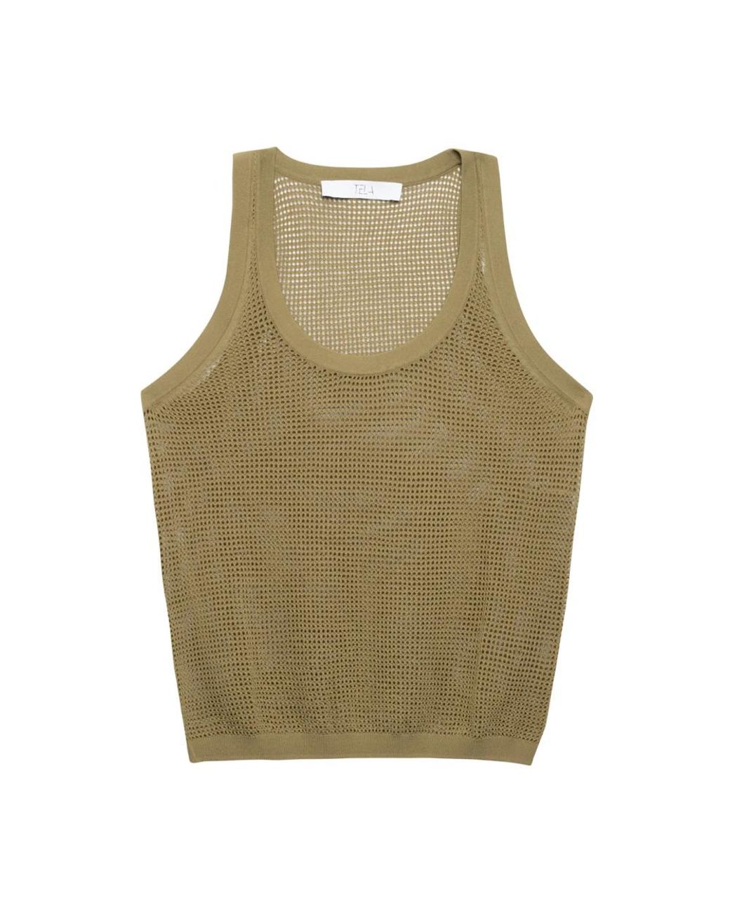 Tela Green Sleeveless Tops