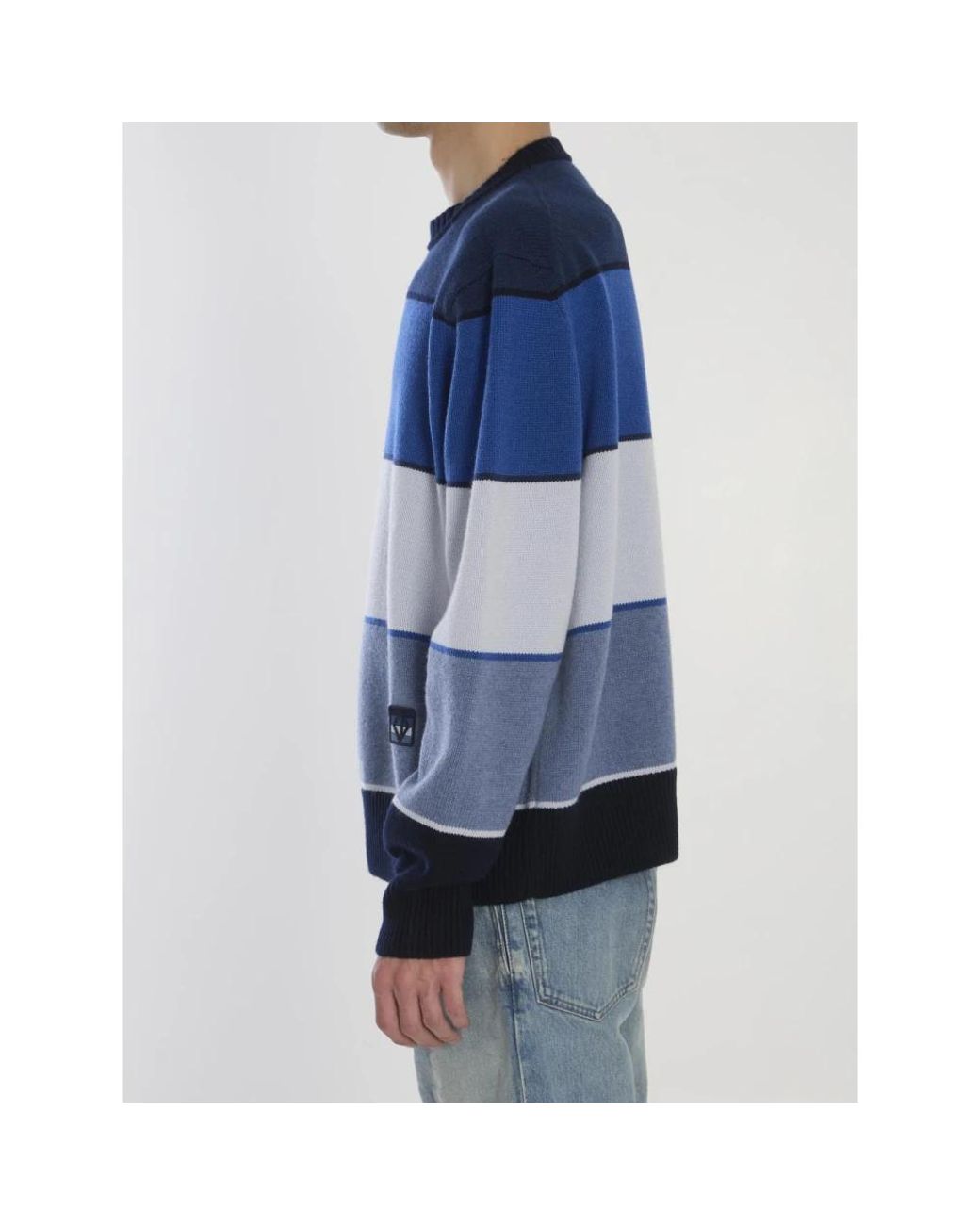 Dior Cd Diamond Patch Gestreifter Pullover in Blue für Herren