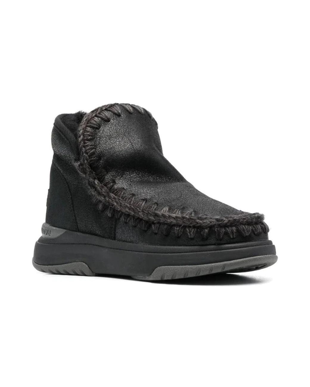 Mou Black Schwarze knöchelstiefel aus schafsleder