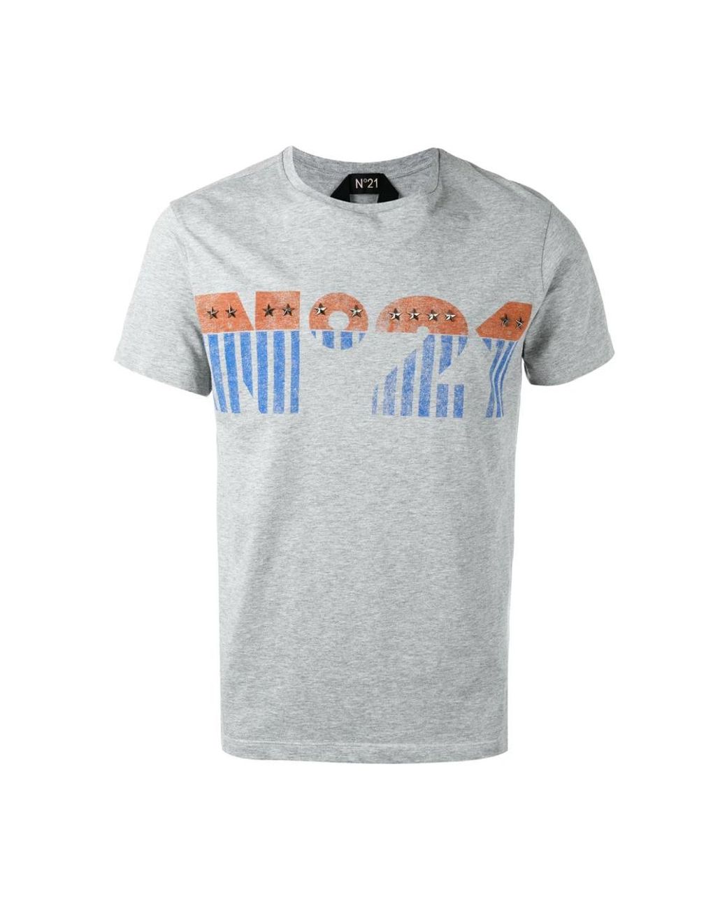 N°21 Tops ,Grijs ,Katoen Grijze Katoenen T-Shirt in het Blue voor heren