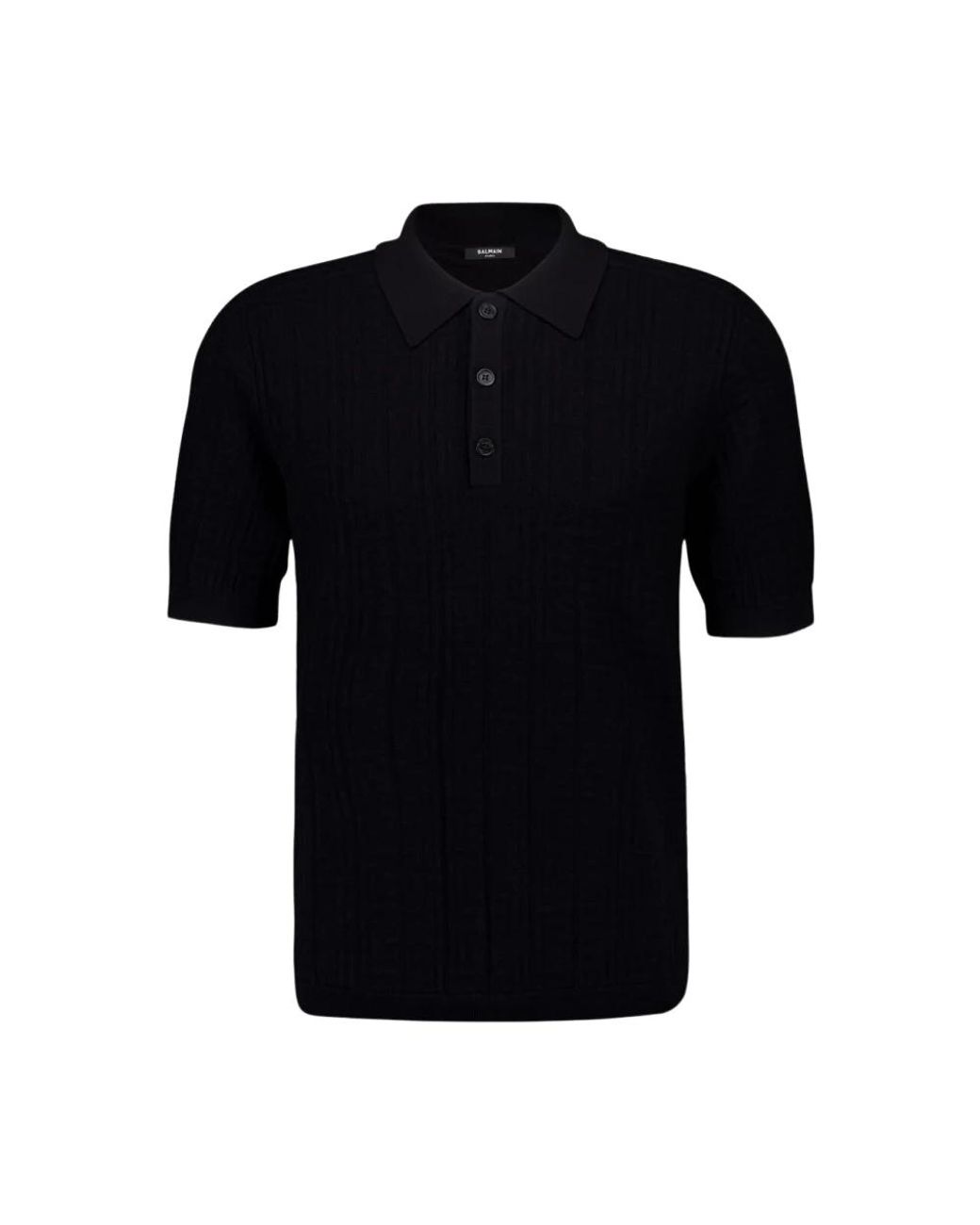 Balmain Tops ,Zwart ,Polyester Monogram Gebreide Poloshirt in het Black voor heren