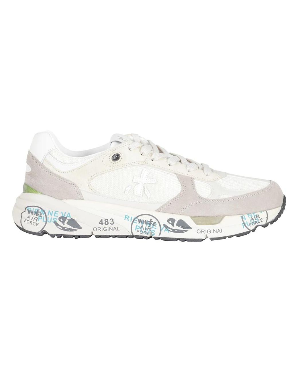 Premiata White Mase Iconic Side Design Leather Sneakers for men