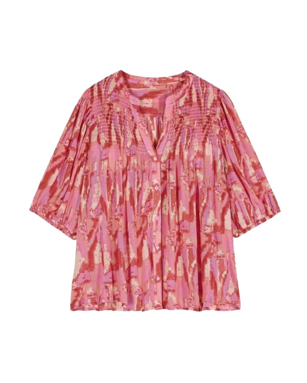 Ba&sh Overhemden ,Veelkleurig ,Katoen Teodor Bohemian Blouse in het Red