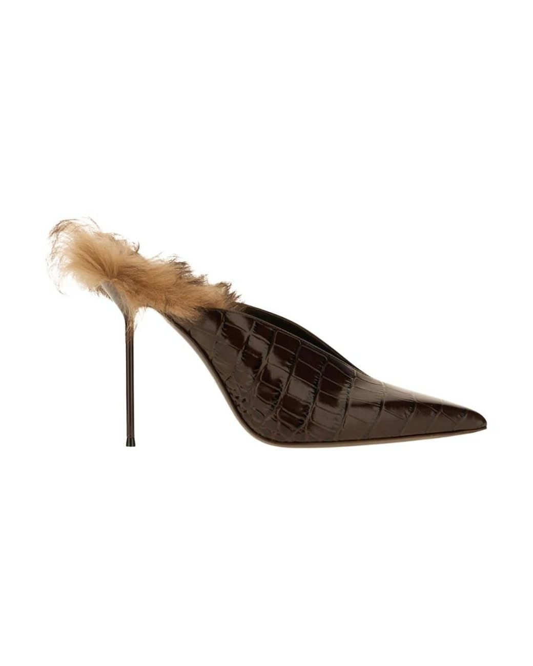 Paris Texas Brown Heeled Mules