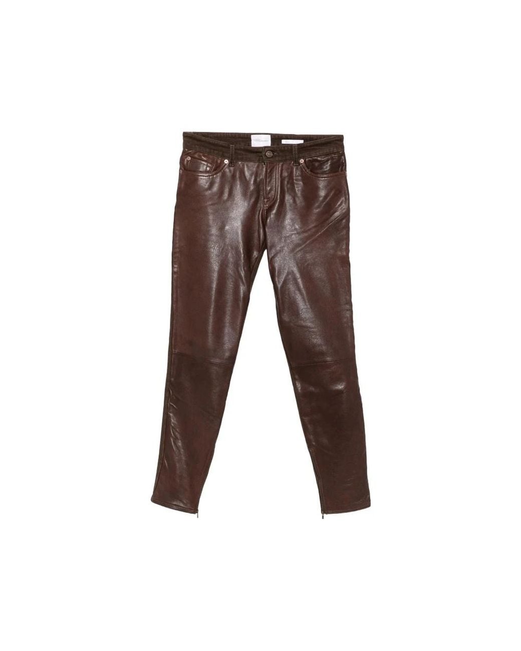 7 For All Mankind Brown Leather Trousers