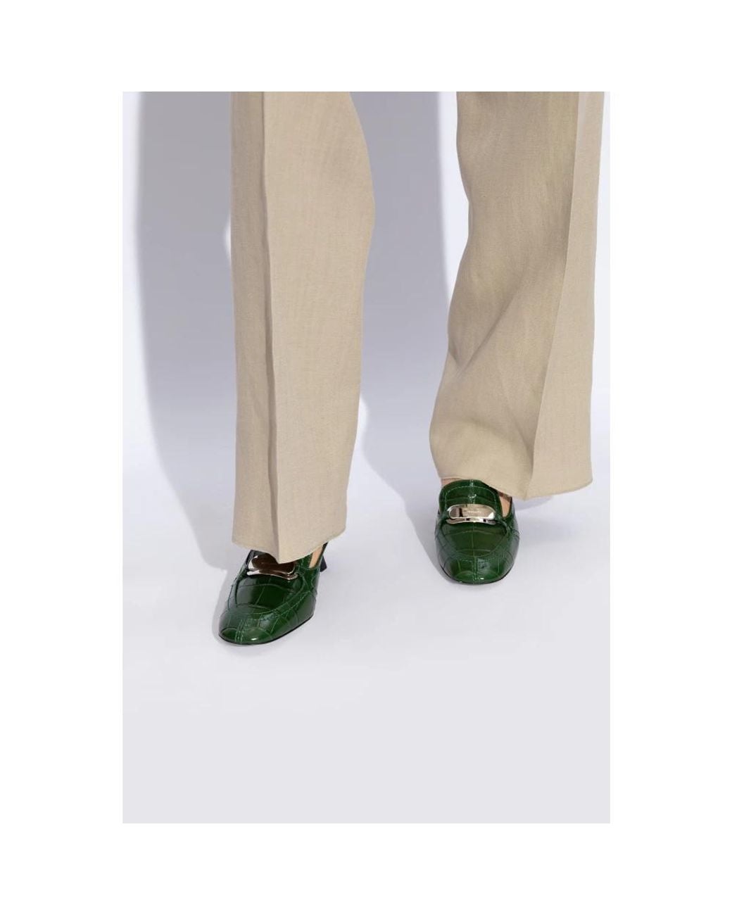 Ferragamo Green Heeled Mules