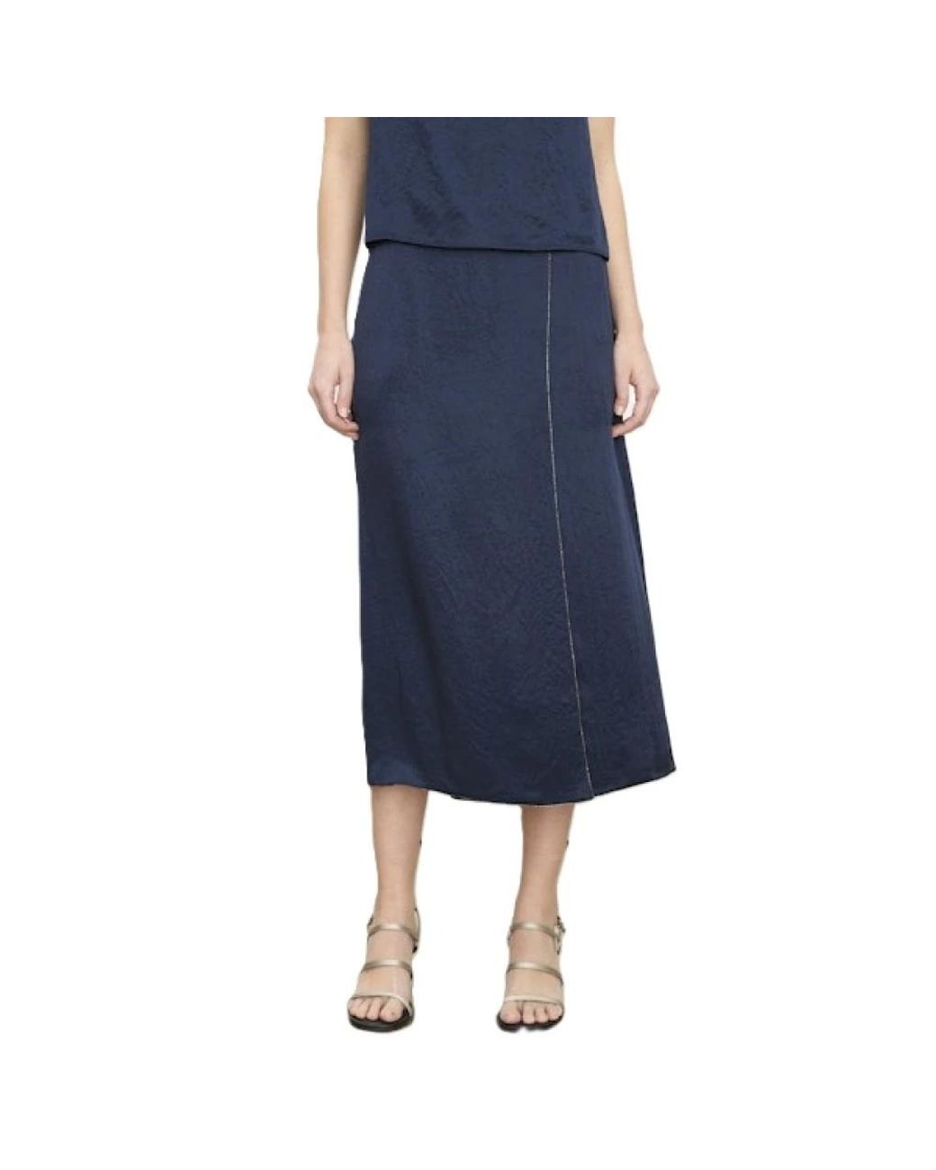 Vince Rokken ,Blauw ,Geborduurde Split Rok in het Blue