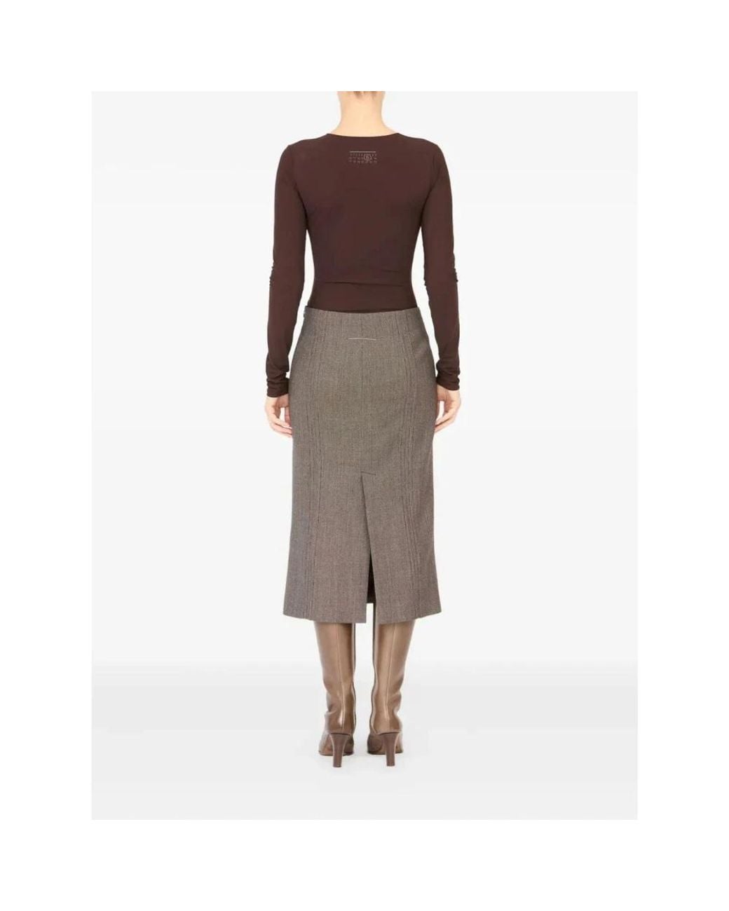 MM6 by Maison Margiela Brown Midi Skirts