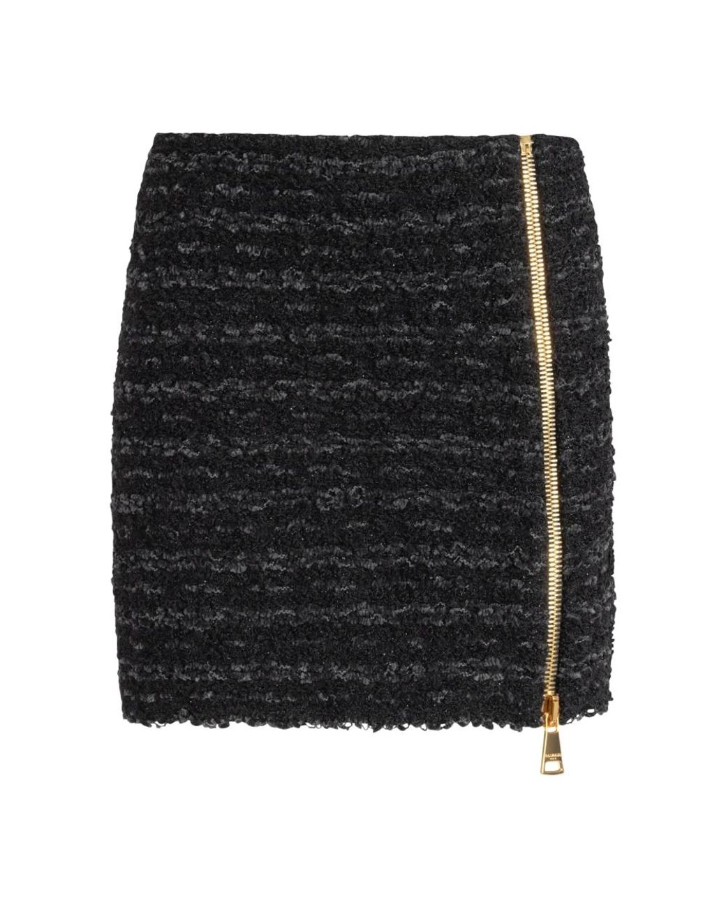 Balmain Korte Tweed Rok Met Rits in het Black
