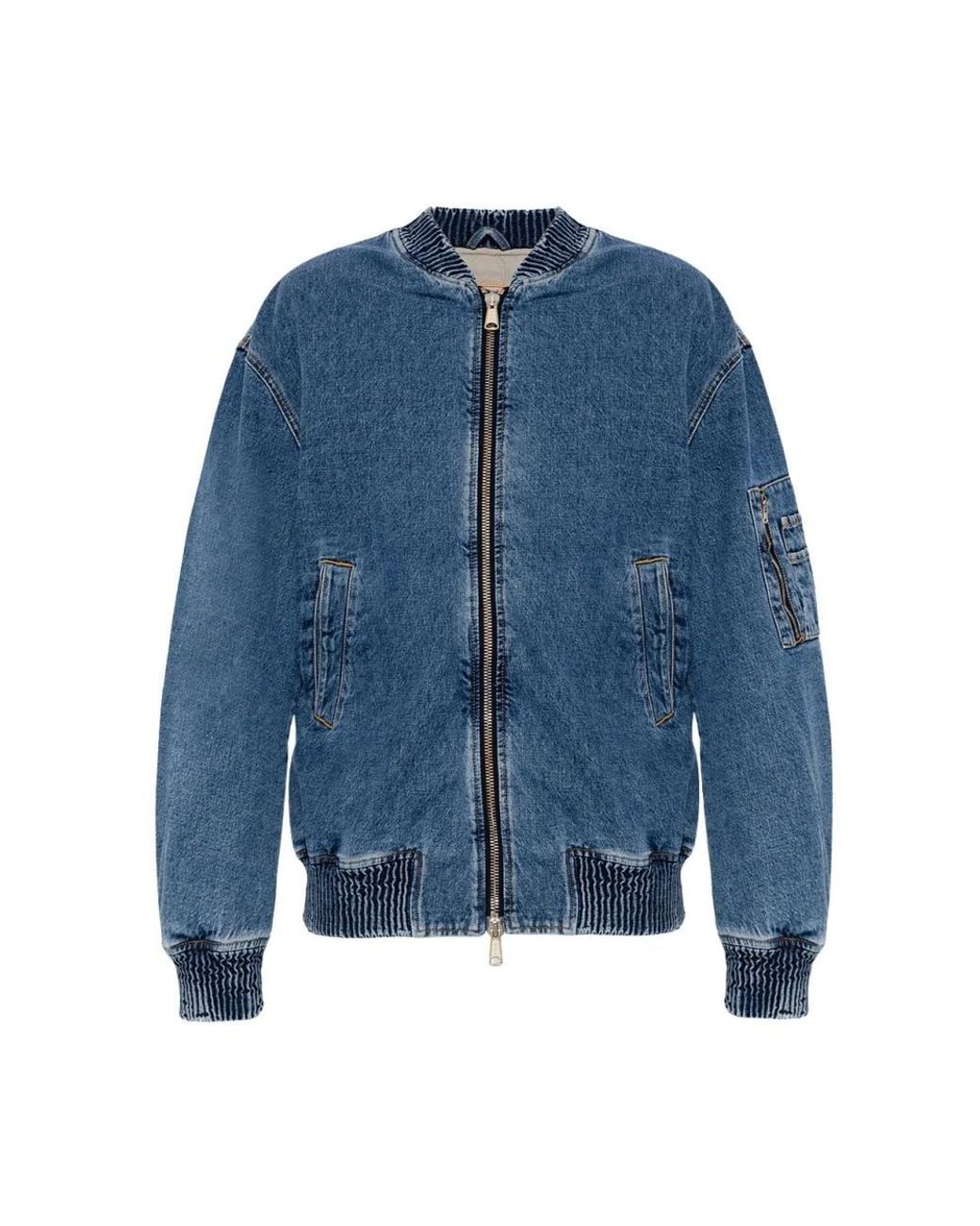 DIESEL Blue D-weltik Denim Bomber Jacket for men