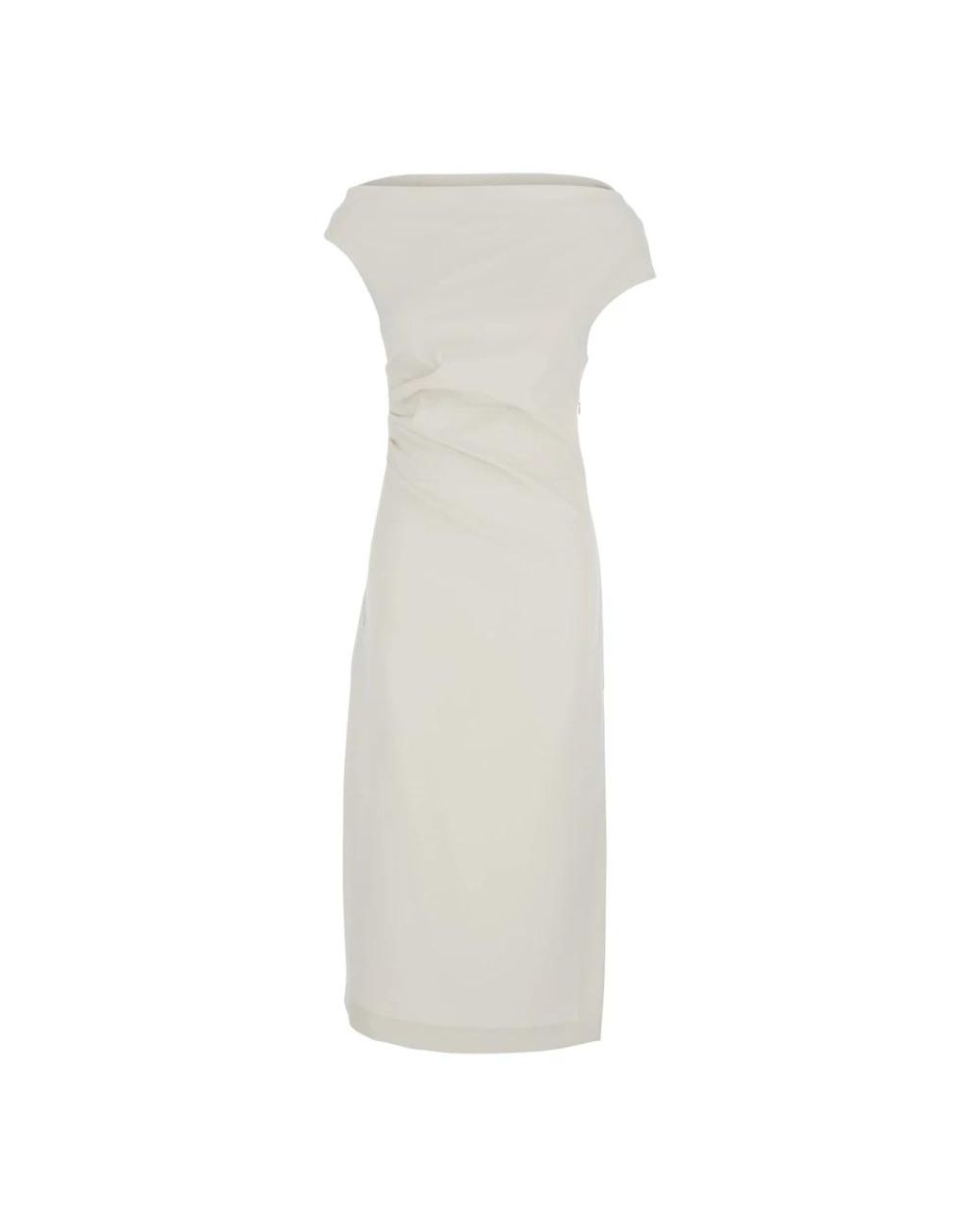 P.A.R.O.S.H. Cady Stretch Midi Jurk in het White