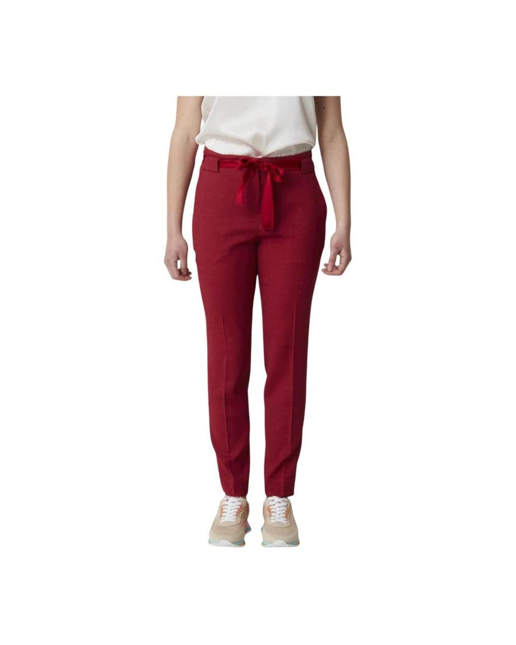 Via Masini 80 Red Slim-Fit Trousers
